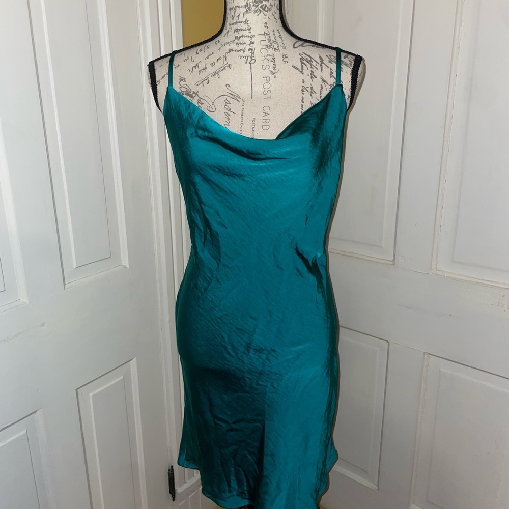 Teal Satin Dress